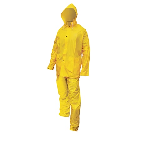Sas Safety Bib Overall Rainsuit, Heavy Duty PVC/Polyester, .35mm Thick, Detachable Drawstring, Yellow, 3XL 6815-01